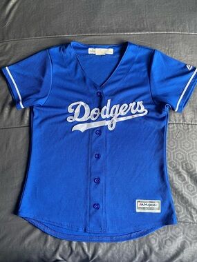 Majestic women Royal Blue Dodgers Button-Front Jersey